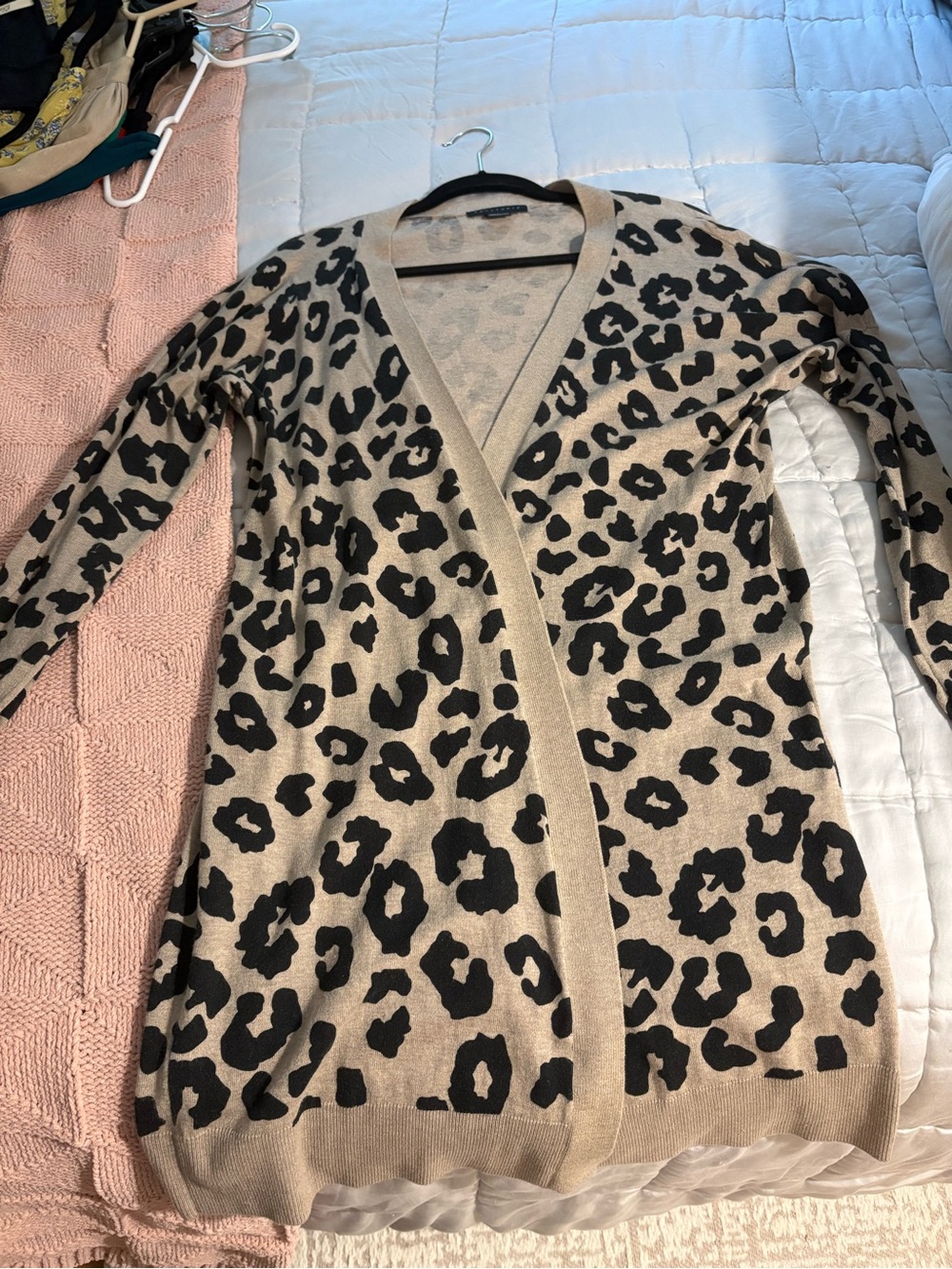 Sanctuary Beige and Black Leopard-Print Open Cardigan